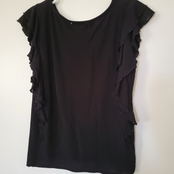 selected Nice black sweater, bouse short ruffle sleeve semi sheer - Picture 3 of 4